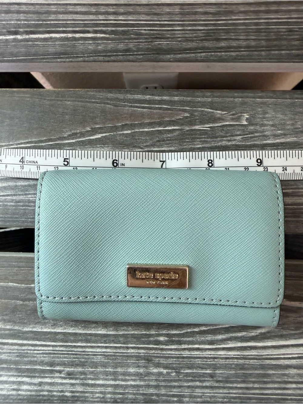 kate spade Mint Green Saffiano Leather Compact Wallet